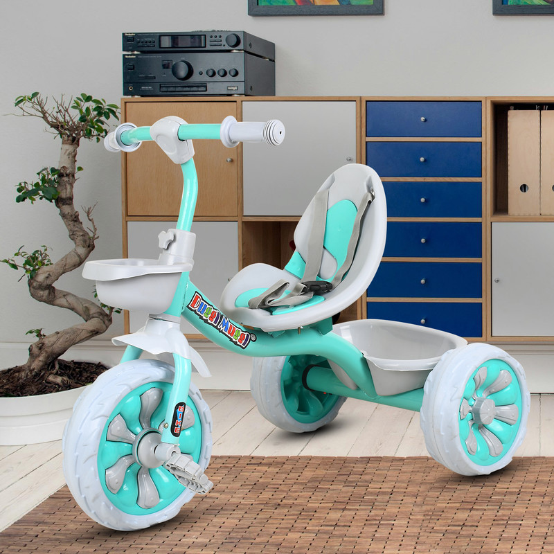 NEXOVA Tricycle with EVA Wheels,Basket kids cycle for age 1,2,3,4,5 Years Tricycle(Green, Grey)