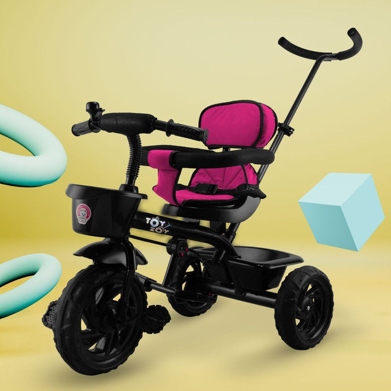 Toyzoy Maple Grand Kids Tricycle with Parental Handle|Ages 24to60 Months|Carrying 40Kgs TZ531 Tricycle(Pink)