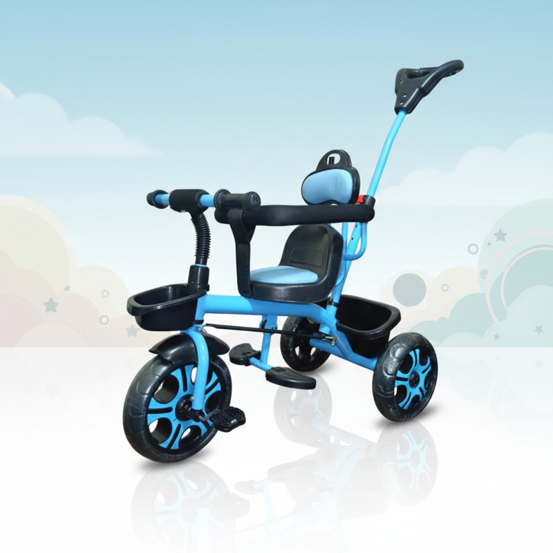 DUGGI MUGGI TRICYCLE PUSH HANDLE,STAROGE BASKET SAFE BABY TRICYCLE FUN HORNN BABY BOYS,BABY GIRLS Tricycle(Blue, Black)