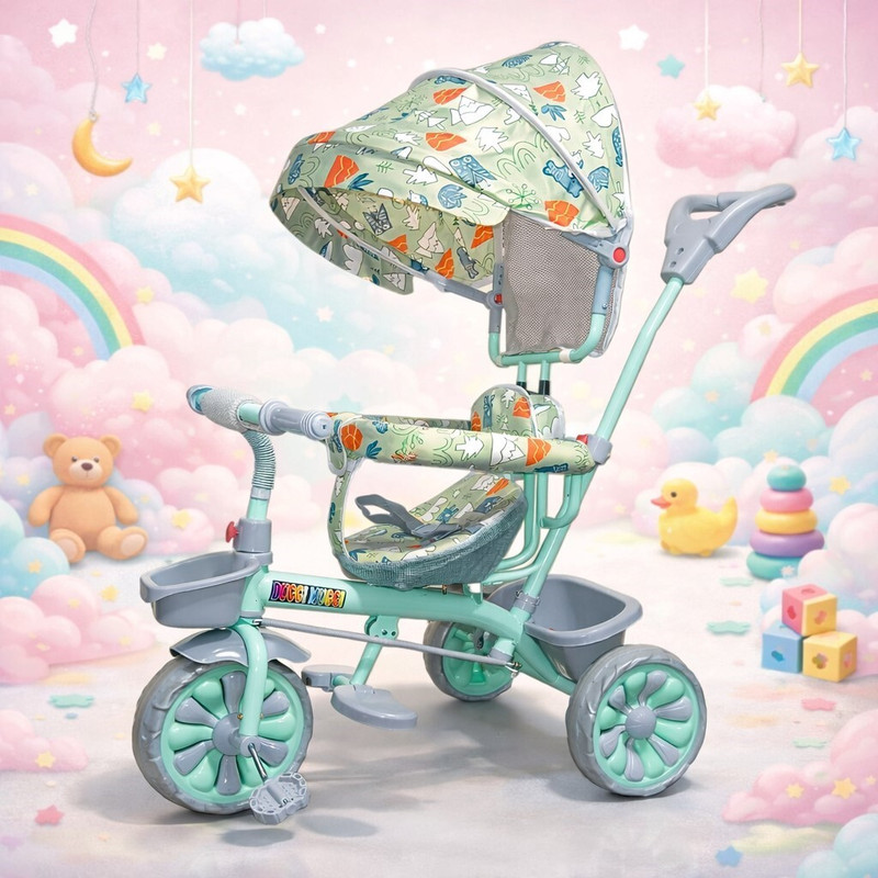 NEXOVA COMFORTABLE SEAT FOR BABY BOYS&BABY GIRLS Tricycle TRICYCLE PREMIUM WITH CANOPY STAROGE BASKET Tricycle(Green)