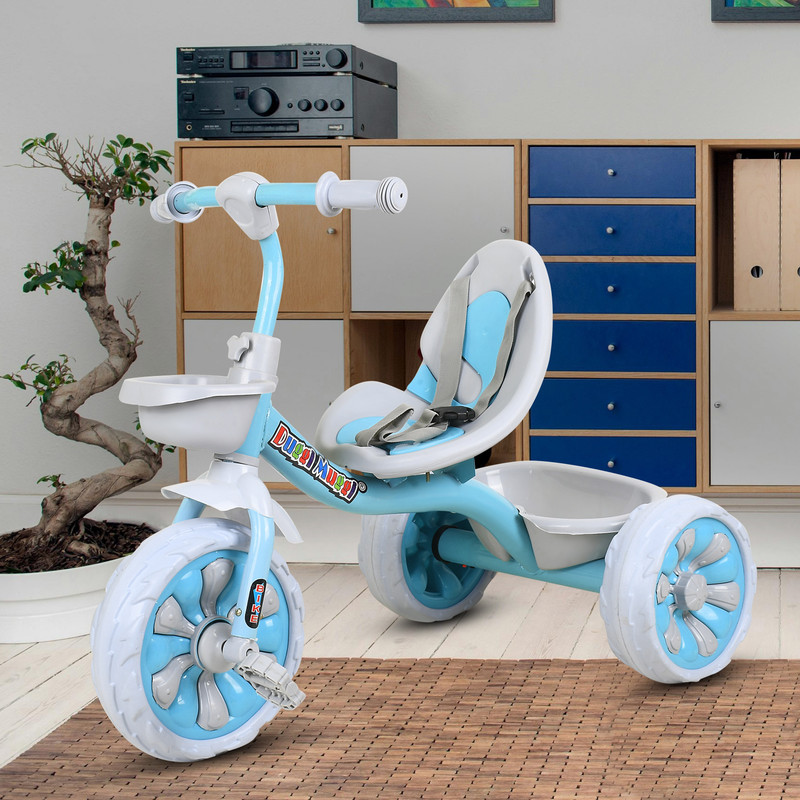 DUGGI MUGGI Play Kids/Baby Tricycle with Basket and Safety Belt Kids Best Tricycle New Model with Seat Belt Tricycle(Blue, White)
