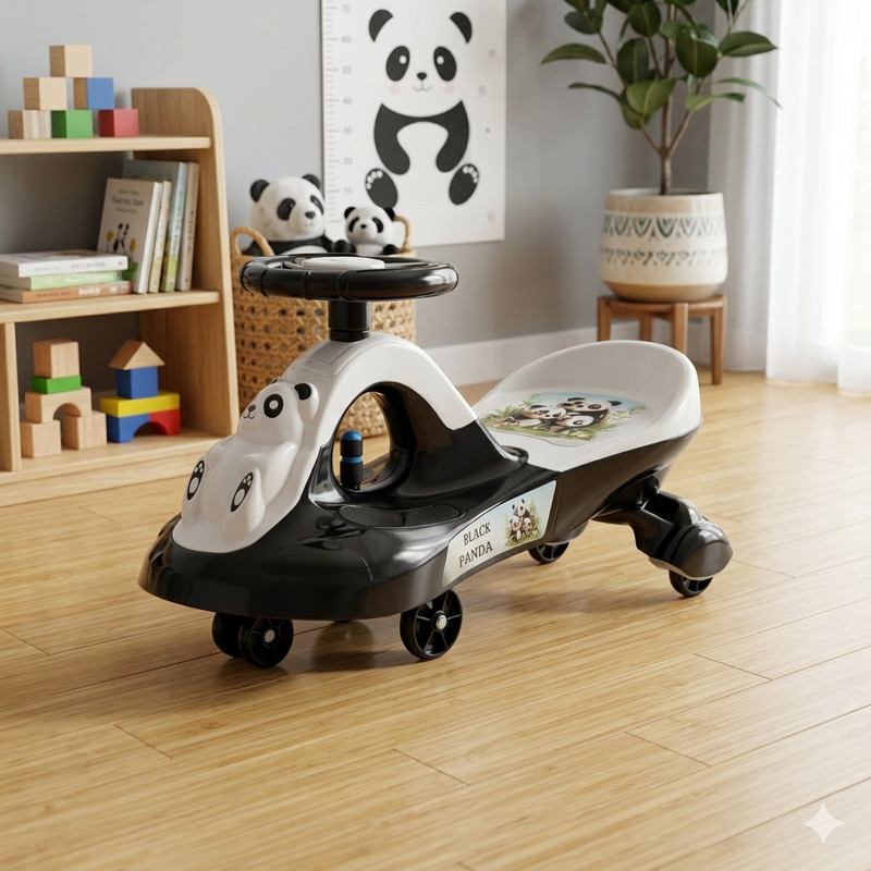 BRAVETOT Panda-Theme Gravity Rider: Straightforward and great for a listing. pandacar1 Tricycle(Black, White)