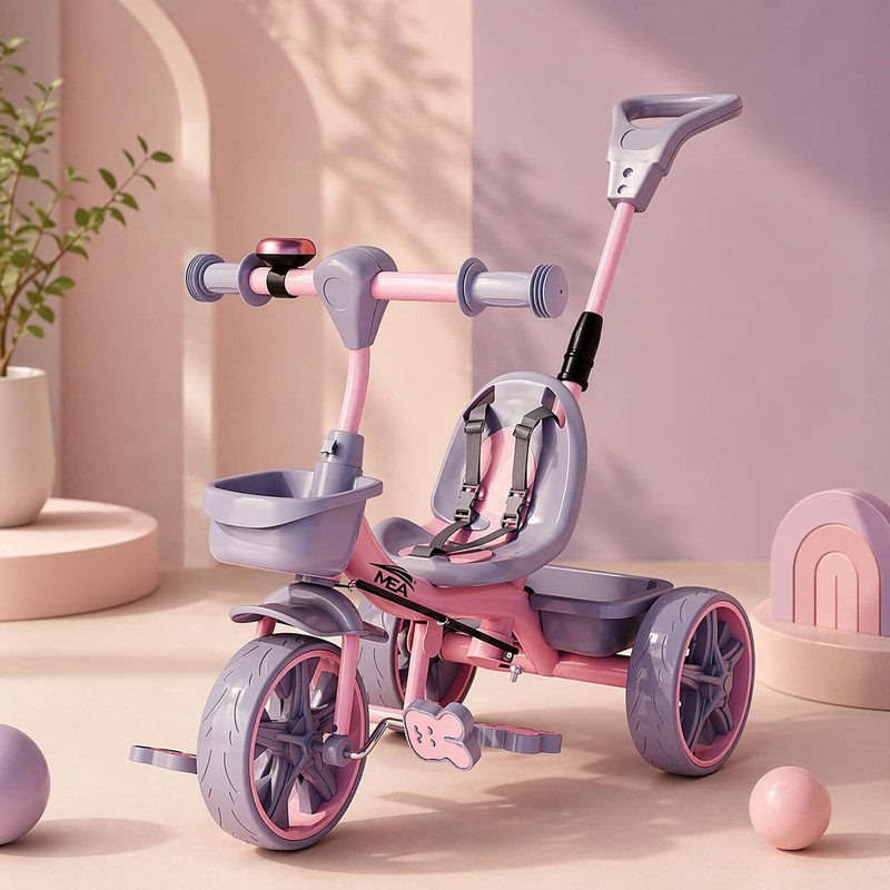 mea mehar electric appliances Tricycle with Parental Control, Seat Belt, EVA Wheels, Bell & Storage Basket MEA-PRTCB Tricycle(Pink)