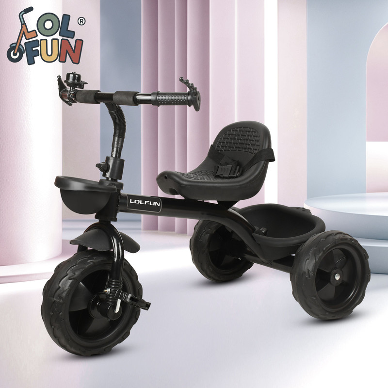 LOL-FUN Tricycle with Dual Storage Basket for Ages (1-5 Years )and Seatbelt toddler cycle baby riding toy Tricycle(Blue)