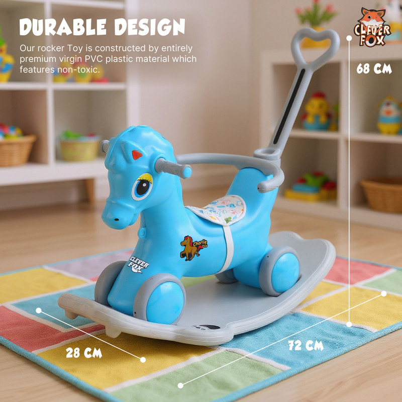 CLEVER FOX Charlie DLX - Horse Non-electric Ride-on with Musical Toy Charlie_DLX_BL Tricycle(Blue)