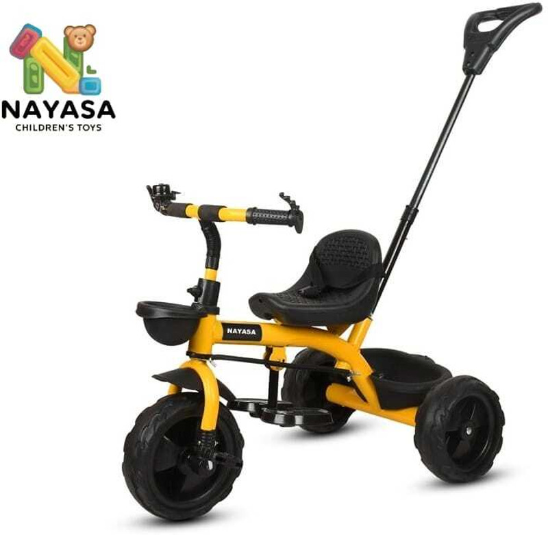 NAYASA Tricycle with Parental Handle and For Ages (1–5 Years) baby for kids tricycle Tricycle(Yellow, Black)