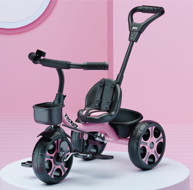 Kidsmate Plug N Play Kids/Baby with Parental Control, Storage Basket & Seat Belt Junior Tricycle(Pink)