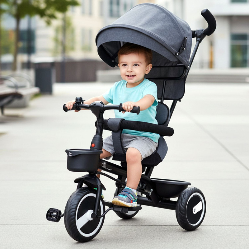 R for Rabbit Tiny Toes T30 Ace Baby Tricycle with Canopy, Parental Control and Storage Basket TCTT30ABK1 Tricycle(Black)