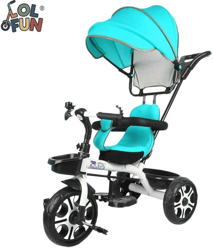 LOL-FUN Tricycle with Canopy and Parental Handle 2 to 5 years tricycle baby for kids canopy Tricycle(White, Blue)