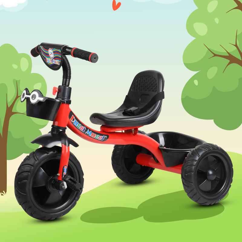 Dugri Smartest and Safest Tricycle with Eva Wheels,Storage Basket,Seat Belt. KIDDO Red Tricycle For Age 1-5 Years Kids Cycle Tricycle(Red)