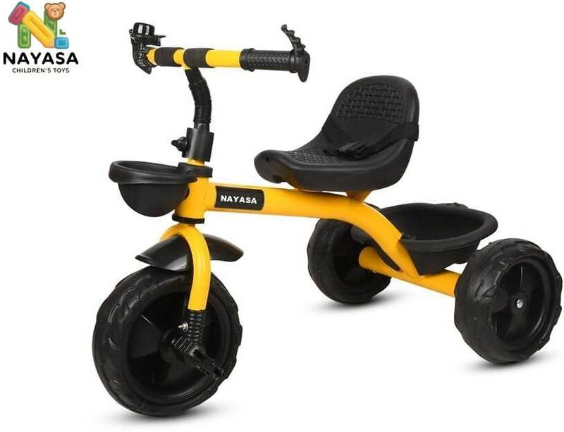 evohome Tricycle with Dual Storage Basket | kids 2 to 5 years and Seatbelt BST_03 Tricycle(Yellow, Black)