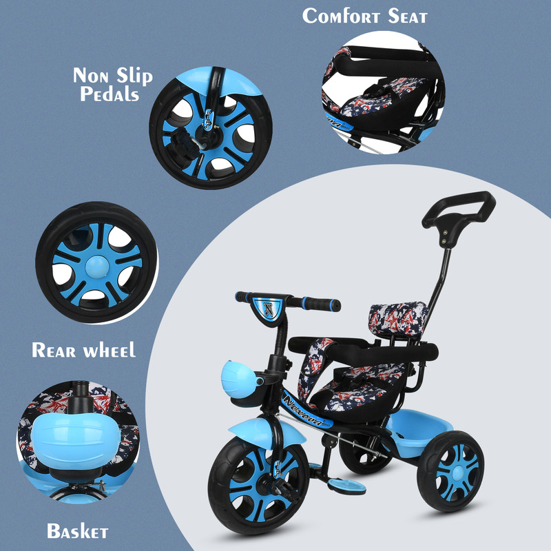NEXOVA Tricycle for Kids with EVA wheels,Cushion Soft Seat,Seat Belt,Parent Push Handle R-50 Best Tricycle for 12 Months to 60 Months Baby Boys/Baby Girls Tricycle(Red)