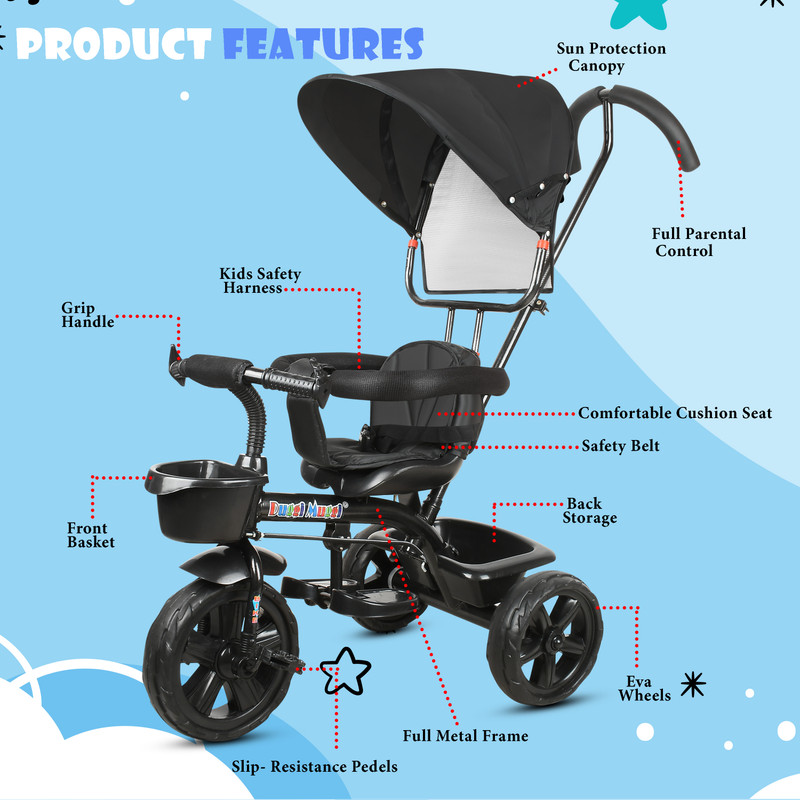 TOYSHOPPEE Small Cycle Toys / Baby / Kids Trike Tricycle(Black)