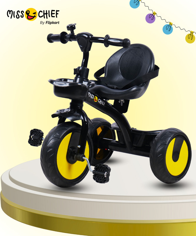 Miss & Chief Pixi Baby Tricycle Sturdy and Safe for Kids with storage baskets (Ages 2-5yrs) Tricycle(Black)