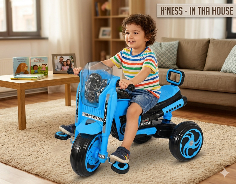 Maanit attractive Spots Ride-on Bike with Stylish Dashboard music flashing light and Pedal Operated Tricycle(Blue)