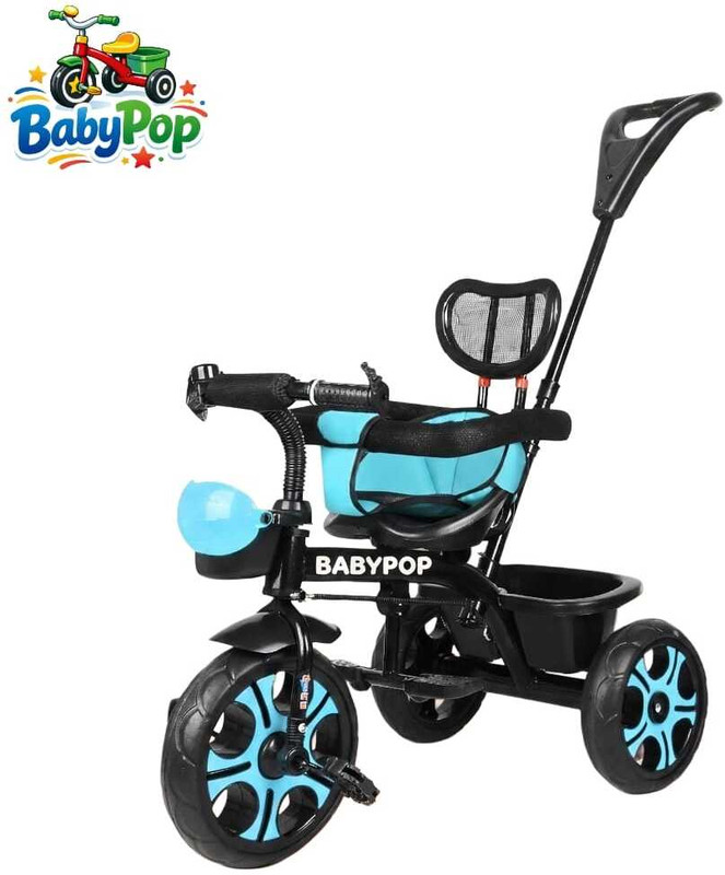 BABYPOP Tricycle with Parental Handle |cycle 1 to 5 yeas and Dual Storage Basket DVPOT-13B Tricycle(Black)