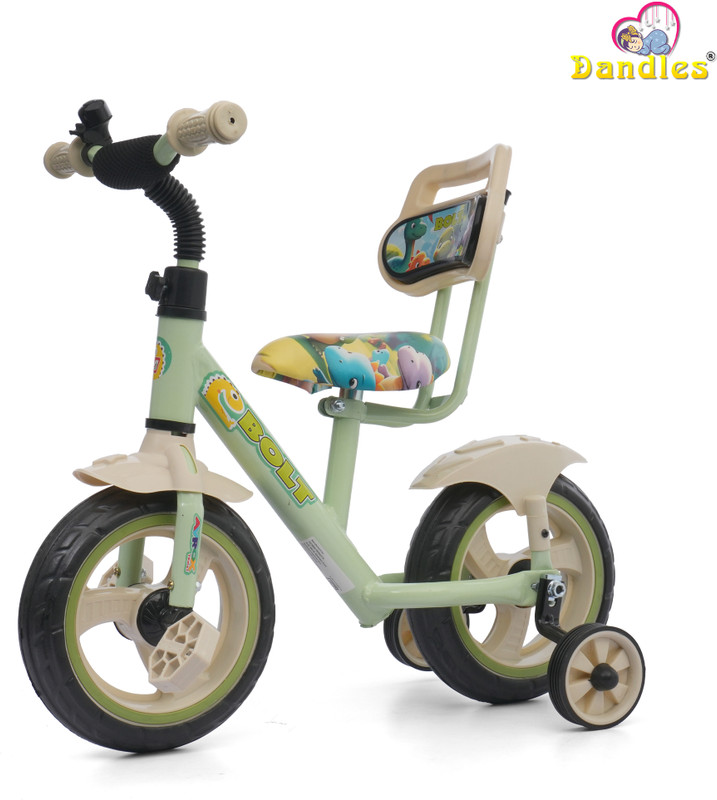 DANDLES Bolt Kids Tricycle with Training Wheels, Comfortable Cushioned Seat & Backrest(Green)