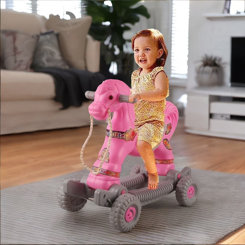 toyprofessor 2 in 1 Baby Horse Rider with Rocker / Horse Rider for Kids 47575 Tricycle(Pink)