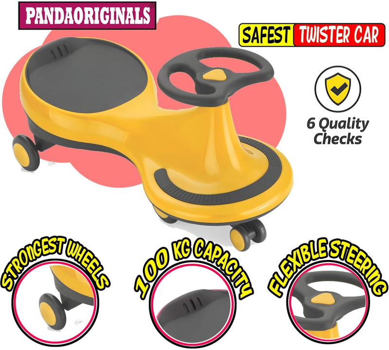 Pandaoriginals Premium Plasma IMPORTED Magic Car Tricycle| Best IN Segment For Kids| Strong & Durable Swing Car Ride on Musical | ISI Certified High Quality as per International Standards Y #Justhere Tricycle Tricycle(Yellow)
