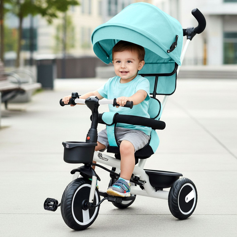 R for Rabbit Tiny Toes T30 Ace Kids Tricycle with Canopy, Parental Control and Storage Basket | BIS Safety Certified with Comfortable Seat and Footrest Tricycle(Blue)
