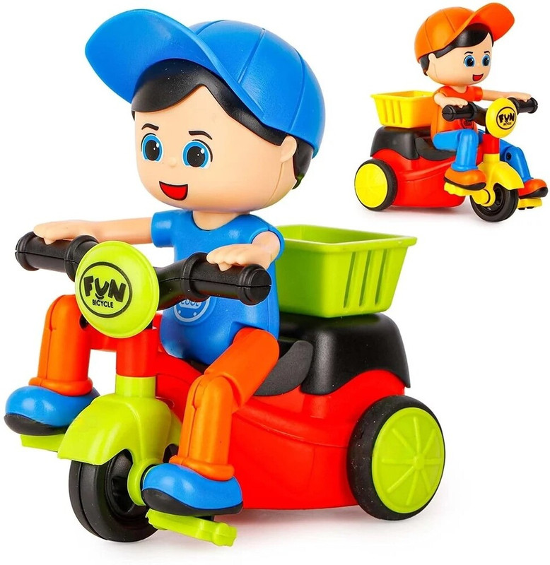 THE RED BABY Friction Mini Scooter Cartoon Tricycle Swing Function Pedal Toy Cartoon Boy Tricycle(Multicolor)