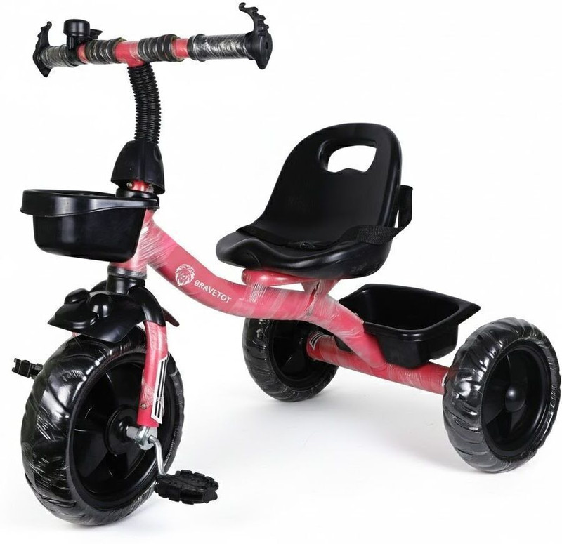 BRAVETOT Iron-Body Kids Cycle (Red & Black Edition) YELLOW BASKET MODEL 01 Premium NEW Premium Edition Tricycle(Pink)