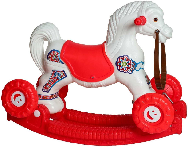 Fuddu 5Pc 2 in 1 Horse Rider for Kids 1-5 Yr Birthday Gift for Boys/Girls OH BABY' by Plastic Chetak Horse With Rocking Function Rideons & Wagons Ride Tricycle(Yellow)