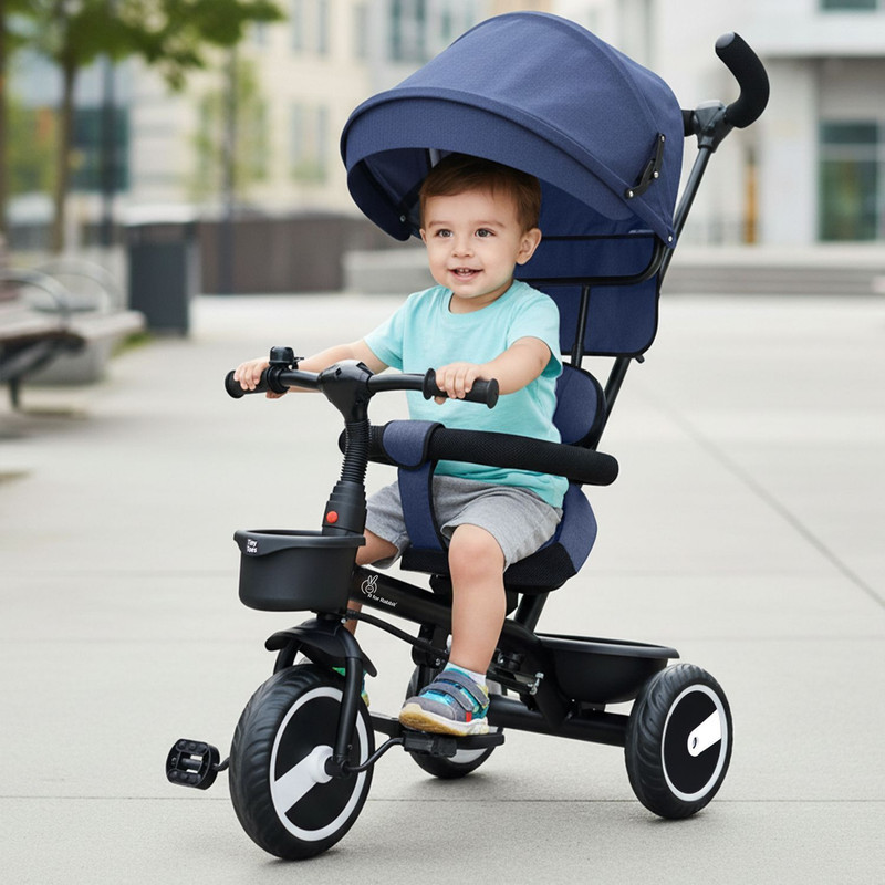R for Rabbit Tiny Toes T30 Ace Kids with Canopy, Parental Control and Storage Basket TCTT30ADB1 Tricycle(Blue)