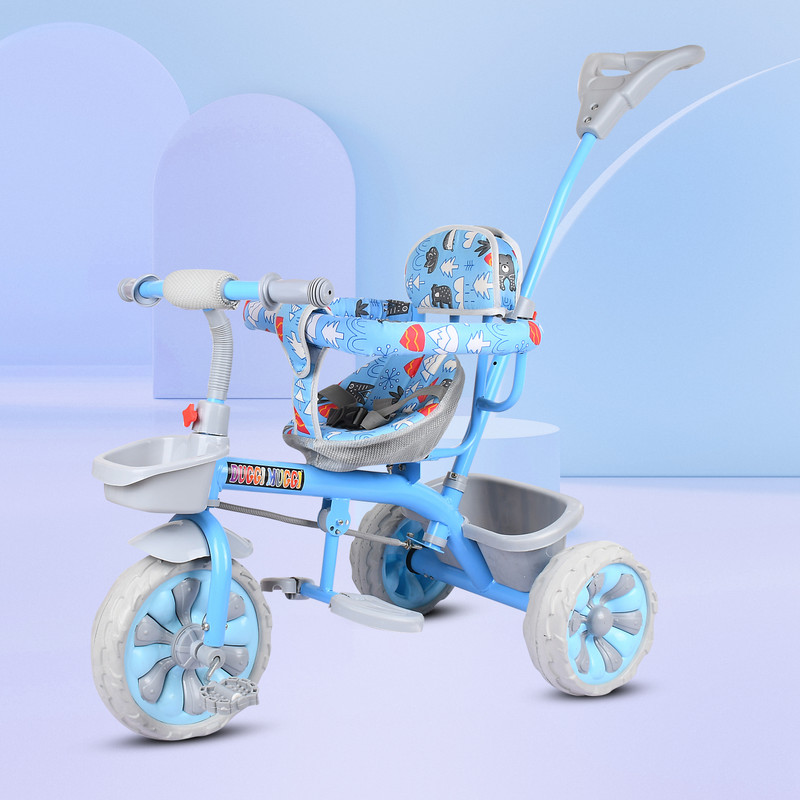 DUGGI MUGGI BABY TRICYCLE STORAGE BASKET&SEFTY BELT CUSHION SEAT CYCLE BABY BOYS,BABY GIRLS Tricycle(Blue)