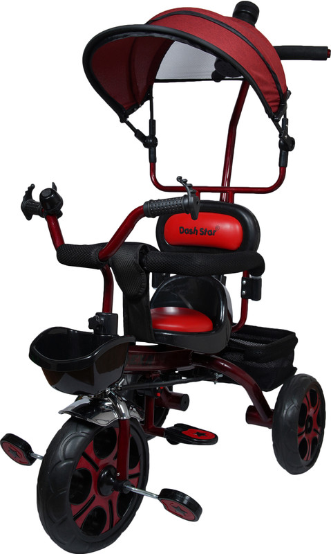 Dash Star Hexa Super Tricycle for Kids Smart Plug & Play with Canopy, Storage Basket Hexa Tricycle(Red)