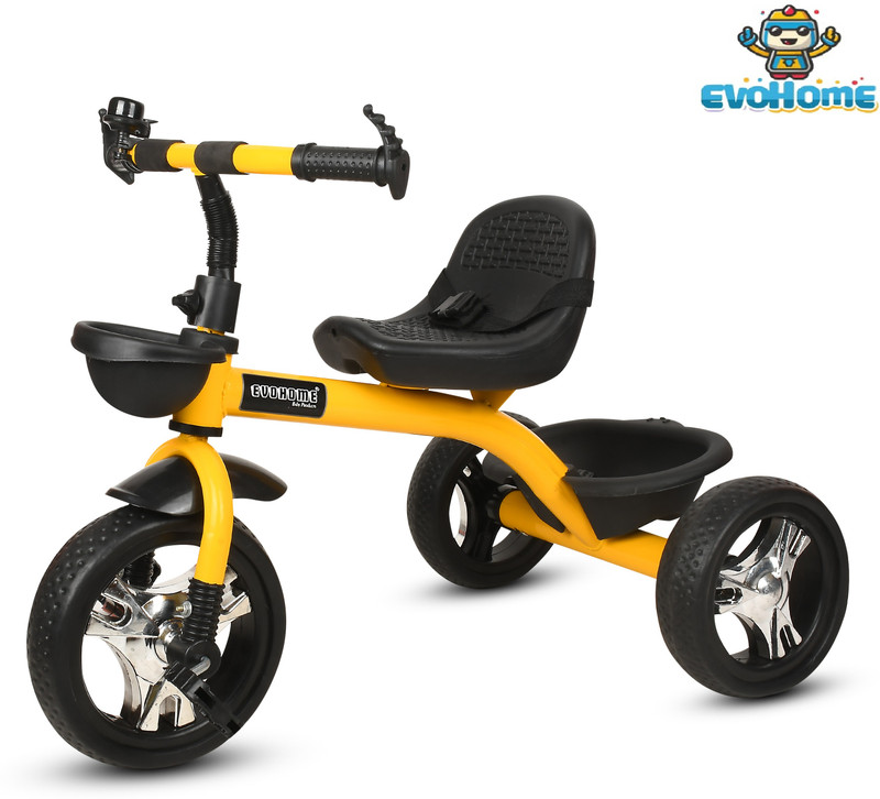 evohome Tricycle with Dual Storage Basket |cycle for kids 2 to 5 yeas BST02 YELOW BASKET 4001 Tricycle(Yellow, Black)
