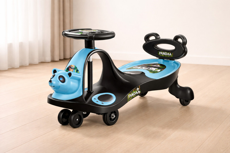 SPEEDFOX magic car for kids Panda Magic Swing Car for Kids – Self-Balancing Ride-On Toy with 360° Wheels Tricycle(Blue, Black)