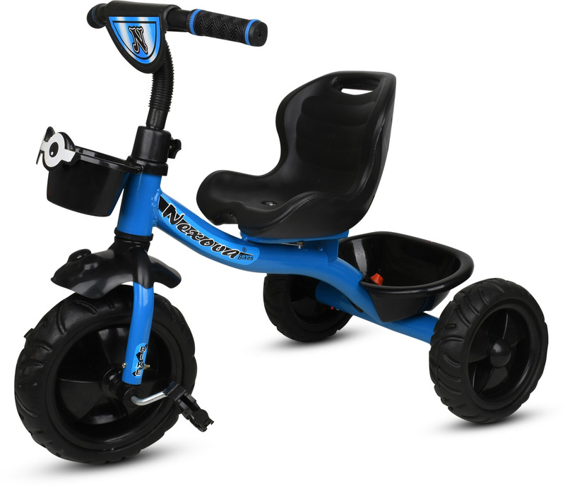 NEXOVA Kids Tricycle EVA Rubber Tyer,Front-Back Basket, Easy to Assemble 01 Rambo Blue Tricycle for 2-5 Year Kids Tricycle(Blue)