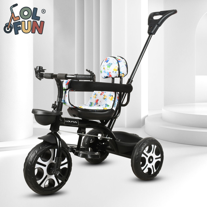 LOL-FUN Tricycle with Parental Handle |cycle 1 to 5 yeas and Dual Storage Basket ER 042 Tricycle(Yellow)