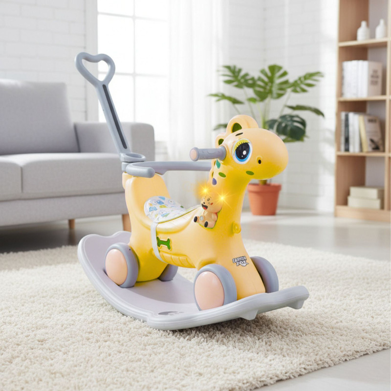 CLEVER FOX Dino Dinosaur ToyRocker With Parental Control Handle_Yellow Dino_DLX_YE Tricycle(Yellow)