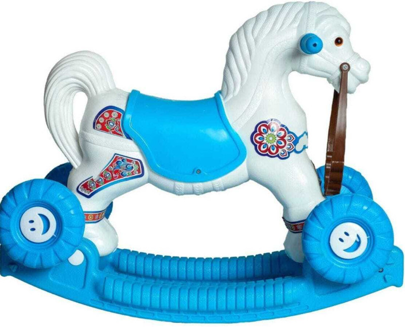 Fuddu 5Pc Baby Ride-On Chetak Horse Non-Musical Rider Toy for Toddlers CHETAK Horse with Rocking Function and Running Ride-On Rideons & Wagons Tricycle(Blue)