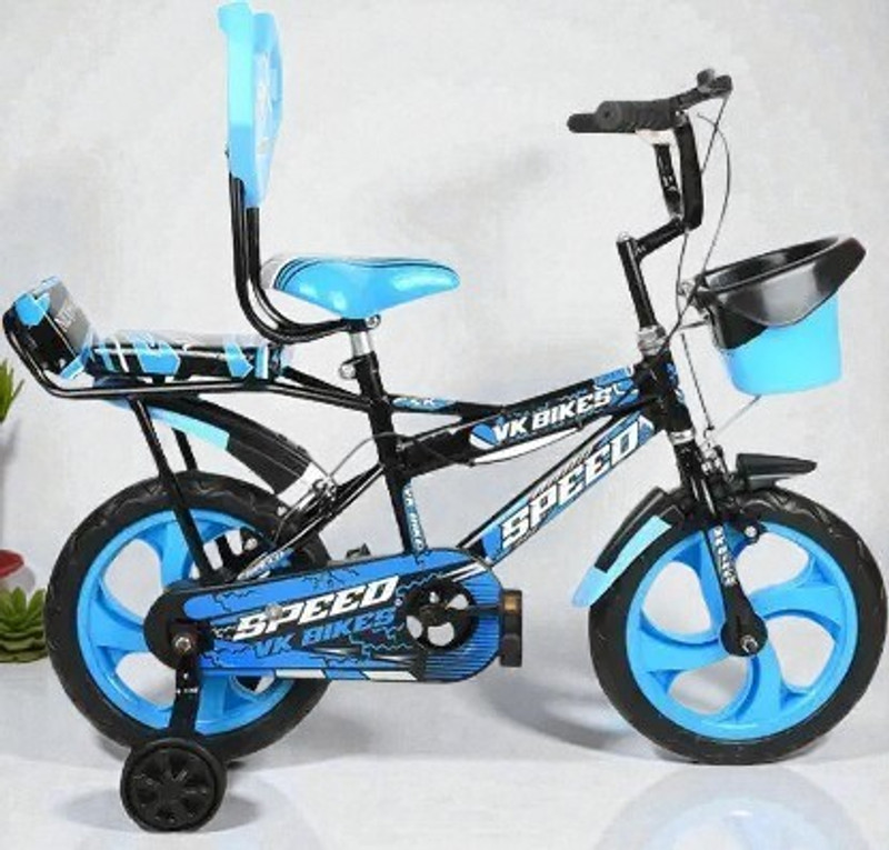 TOYSHOPPEE tricycle double seat edition 16 T (inch) BMX Cycle (Single Speed, Pink, Rigid) back support,steel frame cycle for baby boys&baby girls Tricycle(Blue)