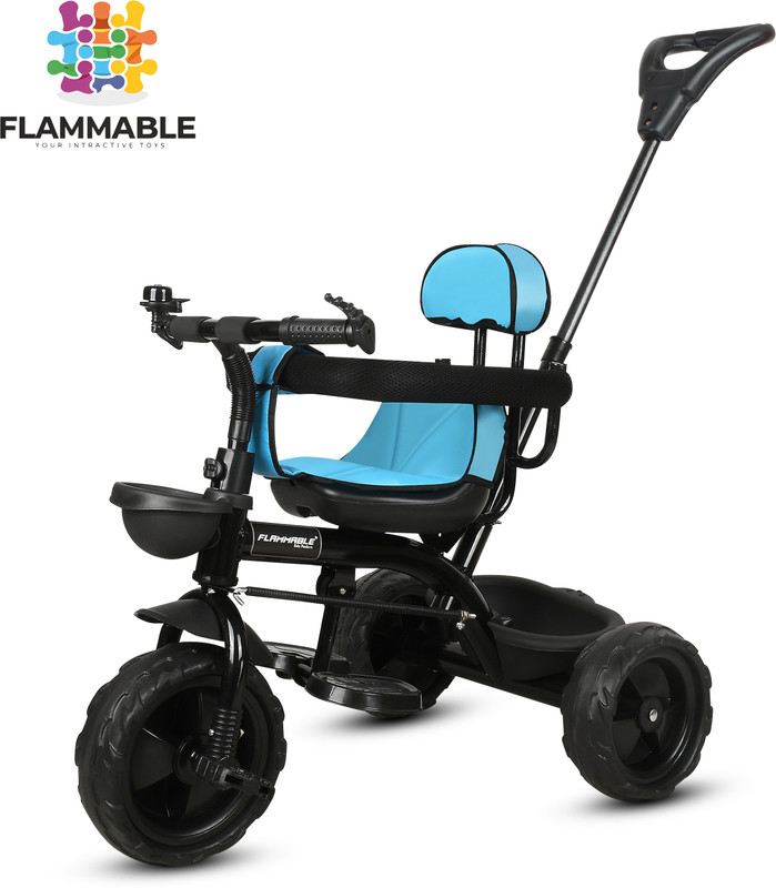 flammable Tricycle with Parental Handle | Armrest and for Ages (1-5 years) ST0_4 Tricycle(Black, Light Blue)