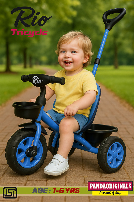 Pandaoriginals RIO PREMIUM HEAVY DUTY TRICYCLE AGE 1-5 YRS| STRONGEST FRAME, WEIGHT CAP: 40KGS Tricycle(Blue)