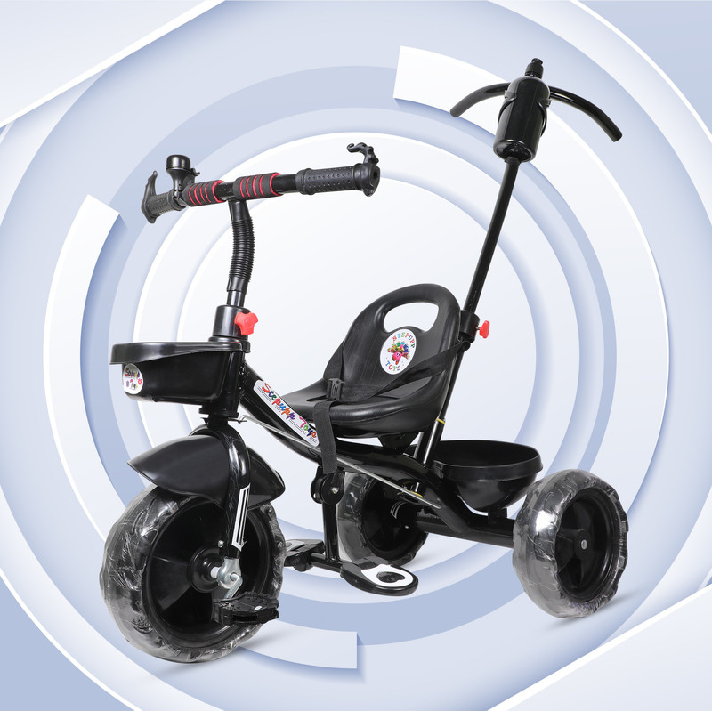 Stepupp STEPUP GROW BABY TRICYCLE WITH BASKET AND PARENT HANDLE BLACK COLOUR FOR KIDS stp handle for kids-07 Tricycle(Black)