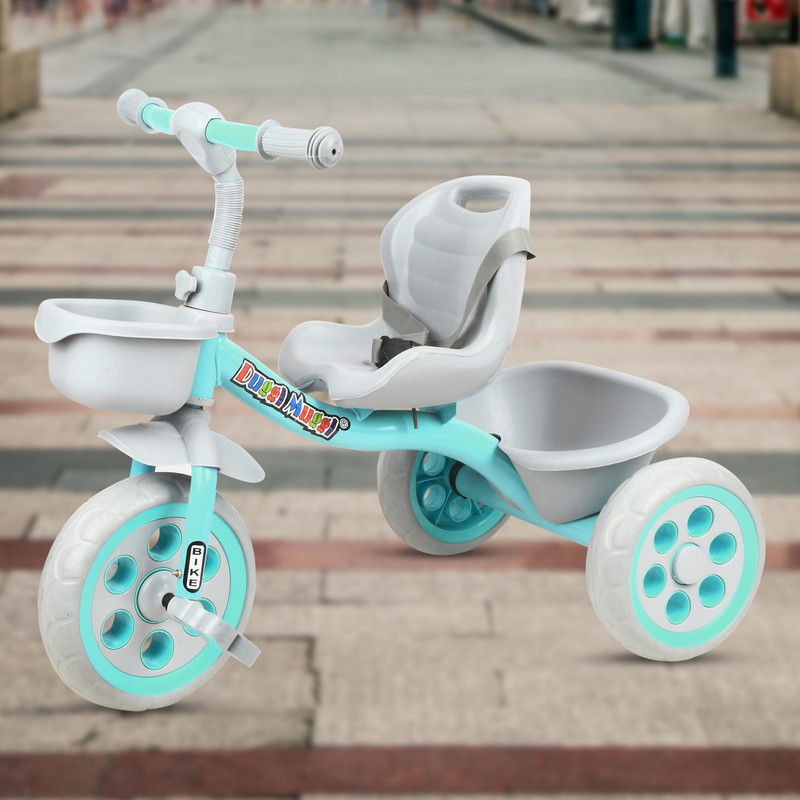 DUGGI MUGGI Tricycle for Kids 2-5 Years - Ticycle for Kids with Seat Belt, Bike for Kids with 3 EVA Wheels,Basket for Toys Tricycle(White, Green)