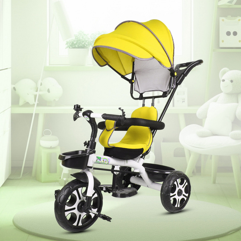 evohome Tricycle with and Handle 2 to 5 years BABY FOR KIDS CANOPY GIRL/BOY Tricycle(Yellow, White, Black)
