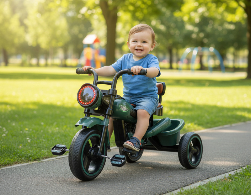 JoyRide Himalayan King Size Baby Tricycle for Kids | Sports Trike | Musical Horn and Lights | Double Leather Seat | Push Along Pedal Tricycle | 15 Months to 3 Years Tricycle(Red)