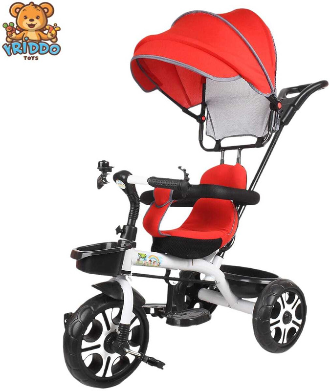 KRIDDO Tricycle with Canopy and Parental Handle 2 to 5 years canopy baby for kids Tricycle(Multicolor)