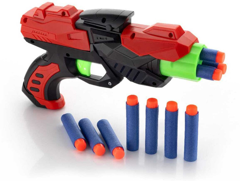 SmartKids Toy Foam Blaster Gun for Kids: 3-Dart Rotating Barrel with 8 Soft Bullets Guns & Darts(Multicolor)