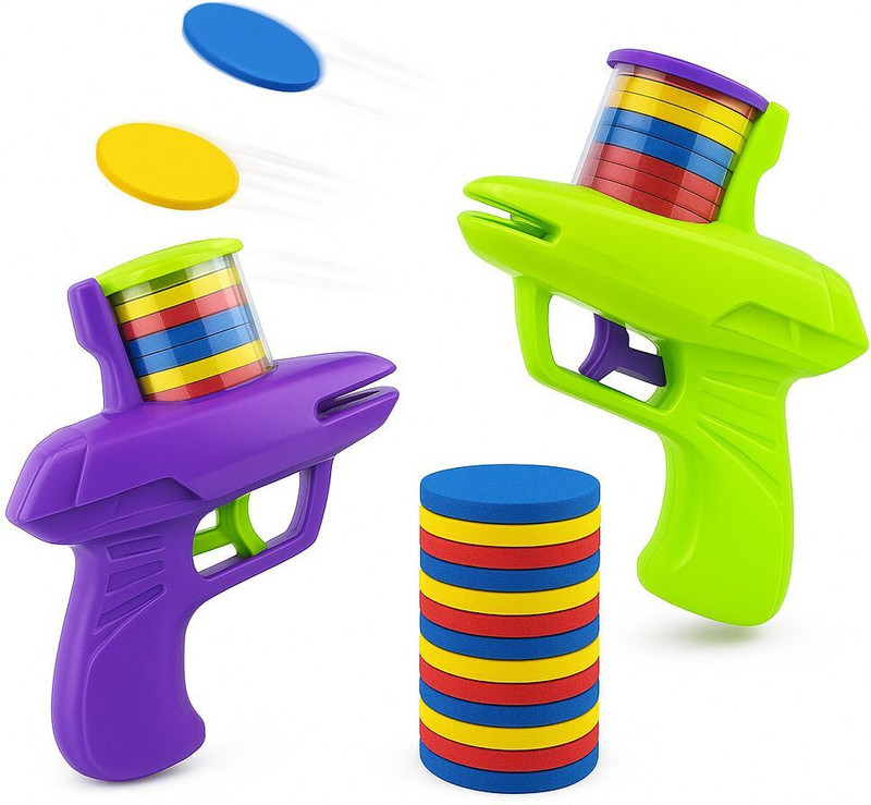 ESD VOXO SOFT DISC LAUNCHER GUN FOR KIDS (pack of 1-multicolour) Guns & Darts(Purple, Green)