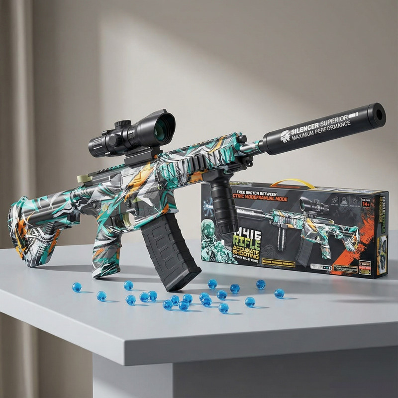 VikriDa M416 Blaster Gun with 2500 Gel Balls Dual Mode Battery Gun for Adults Water Gun(Multicolor)