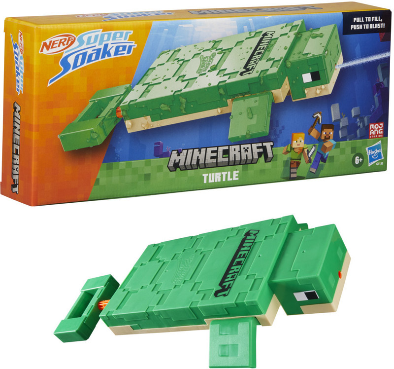 Nerf SuperSoaker Minecraft Turtle Water Blaster, Pull Back, Branded Holi Pichkari Water Gun(Multicolor)