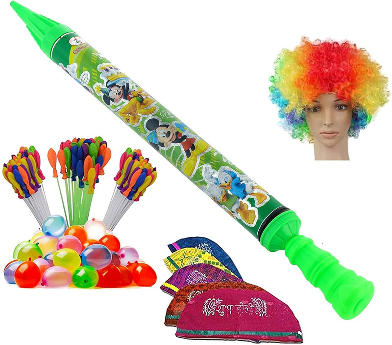 Brown Leaf 1 Pichkari With 1 Malinga Wig For Holi Party Celebration Water Gun(Yellow, Multicolor)