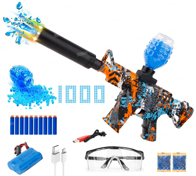 FIDDLERZ Shooting Elite Gun for Kids Battery Operated Gel & Foam Soft Balls Toy for Boys Darts & Plastic Bullets(Multicolor)
